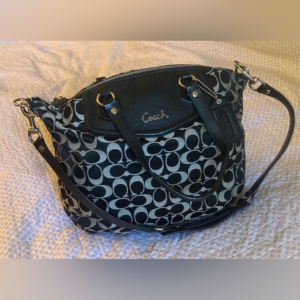 Coach Ashley Signature North South Satchel Handbag Purse Tote